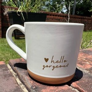 Threshold Hello Gorgeous White and Tan Mug
